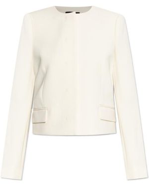 Theory Crewneck Straight Hem Cropped Blazer - White