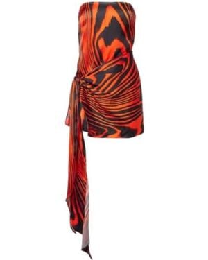 David Koma Zebra-Print Gathered Bustier Dress