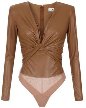 Elisabetta Franchi Bodysuit With Knot - Brown
