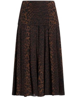 Balenciaga High-Waisted Leopard-Print Midi Skirt - Brown
