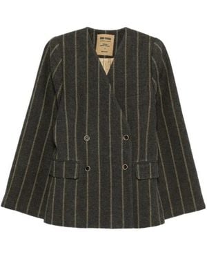 Uma Wang Striped Double-Breasted Blazer - Green