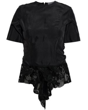 McQueen Asymmetric Peplum T-Shirt - Black