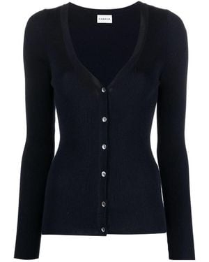 P.A.R.O.S.H. Long-Sleeved V-Neck Buttoned Cardigan - Black