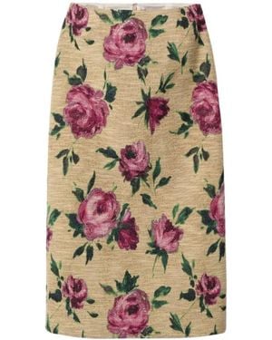 La DoubleJ Rose-Print Pencil Skirt - Multicolour