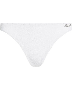 KARL LAGERFELD Textured Pearl-Embellished Bikini Bottoms - White