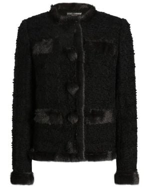 Dolce & Gabbana Single-Breasted Tweed Jacket - Black