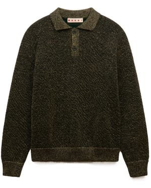 Marni Wool Polo Sweater With Lurex Detailing - Green