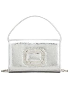 Roger Vivier Pilgrim Embellished Micro Tote Bag - White