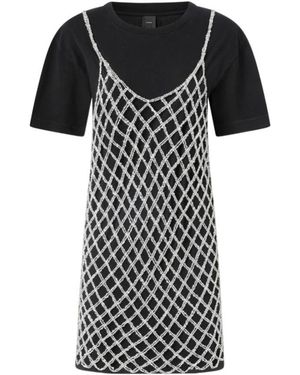 Pinko Sequin Combined Short T-Shirt Dress - Black