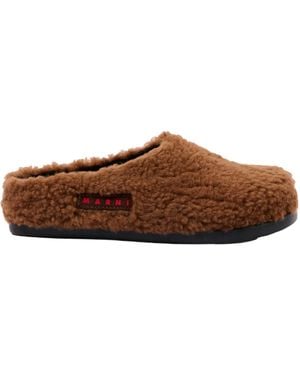 Marni Round-Toe Slippers - Brown