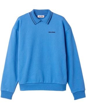 Miu Miu Cotton Fleece Sweatshirt - Blue