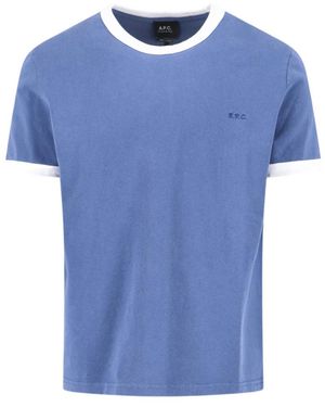 A.P.C. Contrast Trim Crewneck T-Shirt - Blue
