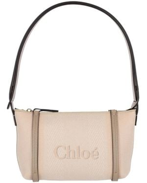 Chloé Chloé Carry Small Canvas Shoulder Bag - White
