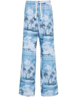 Palm Angels Sunset-Print Wide-Leg Trousers - Blue