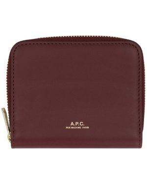 A.P.C. Logo Printed Zip-Around Wallet - Purple