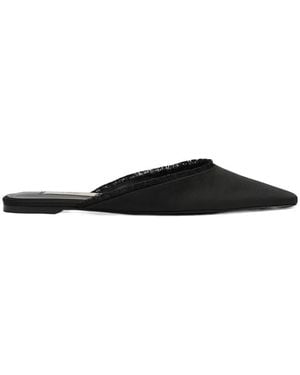 TOTEME Distressed Satin Casual Slides - Black