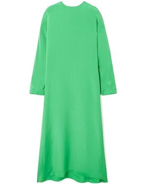 Tibi Silk Crepe De Chine Maxi Dres - Green