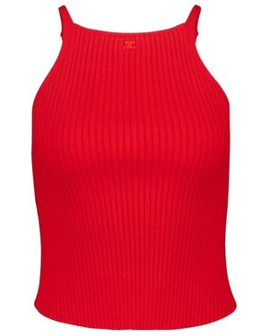Courreges Ribbed Halter Top - Red