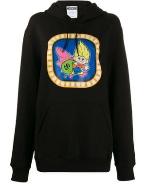 Moschino Cartoon Logo Printed Hooded Jumper - Black