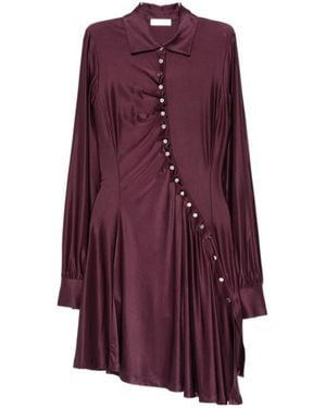 Rabanne Rabanne Asymmetric Draped Shirt Dress - Purple