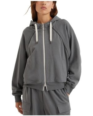 Brunello Cucinelli Monili Cotton Zip-Up Hoodie - Gray