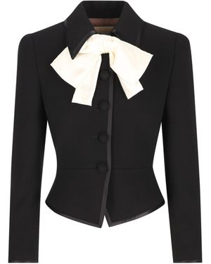 Valentino Bow Detailed Button-Up Jacket - Black