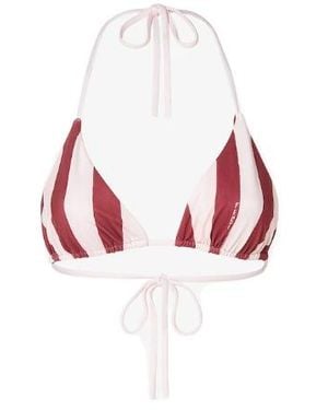 Fendi Striped Triangle-Cup Bikini Top - Red
