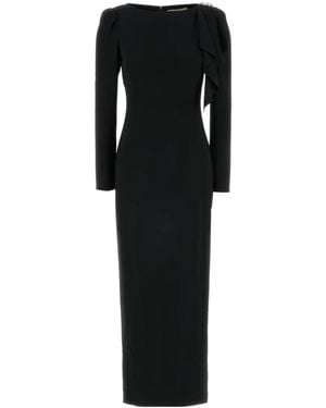 Alessandra Rich Draped Long Evening Dress - Black