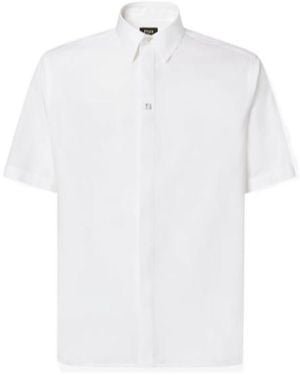 Fendi Ff Plaque Short Sleeved Shirt - White