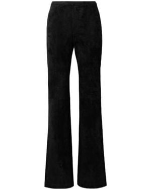 Stouls Suede Straight-Leg Trousers - Black