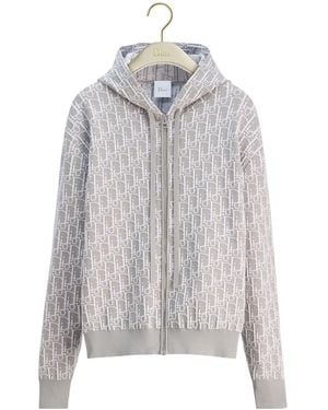 Dior Alps Oblique Hooded Zipped Cardigan - Gray