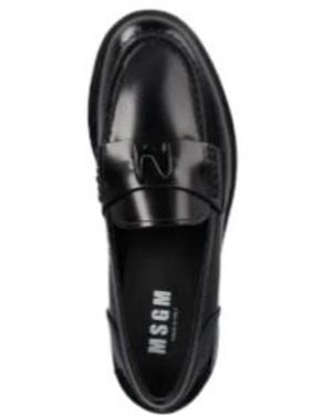 MSGM Letter-Appliqué Loafers - Black