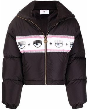 Chiara Ferragni Logomania-Tape Puffer Jacket - Black