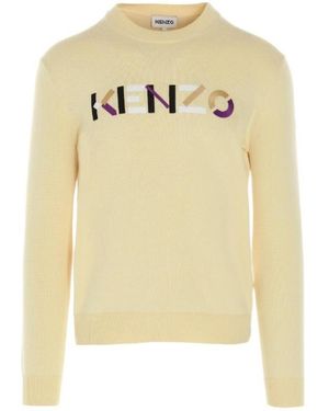 KENZO Embroidered-Logo Crew Neck Jumper - Multicolour