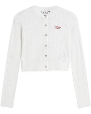 Tommy Hilfiger Slim Pointelle Flag Cardigan - White