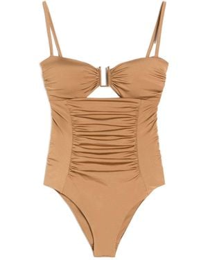 Max Mara Shiny Jersey Bandeau Swimsuit - Brown
