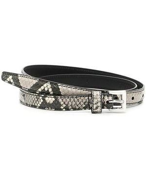 Prada Snakeskin Square-Buckle Belt - White