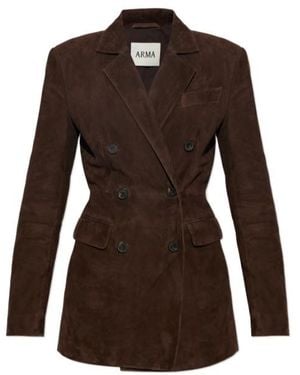 Arma Long-Sleeve Leather Jacket - Brown