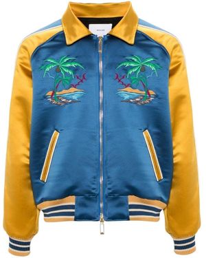 Rhude Palm Eagles Embroidered Bomber Jacket - Blue