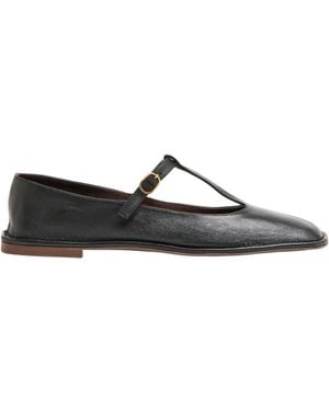 The Row Square T-Strap Ballerinas - Black