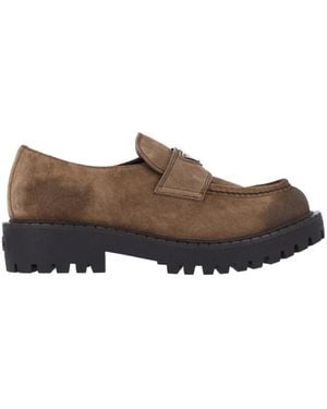 Prada Aged Suede Loafers - Brown