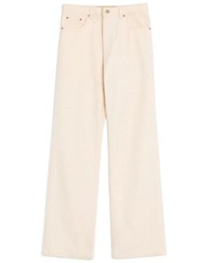 Valentino Logo Plaque Straight Leg Jeans - Natural