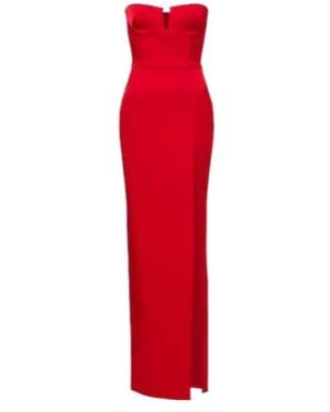 Alex Perry Crêpe Satin Bustier Gown - Red