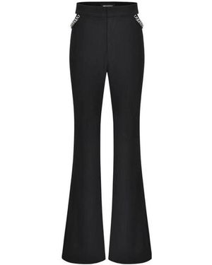 THREE QUARTERS Chain Details Casual Trousers - Black