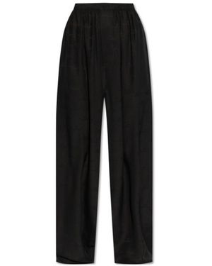 Balenciaga Logo Detailed Pleated Trousers - Black