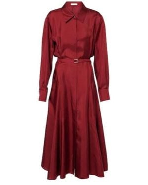 Emilia Wickstead Riko Belted Silk Twill Shirt Dress - Red