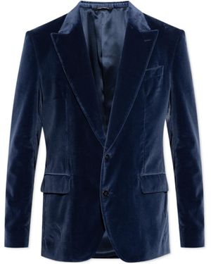 Dolce & Gabbana Single-Breasted Velvet Blazer - Blue