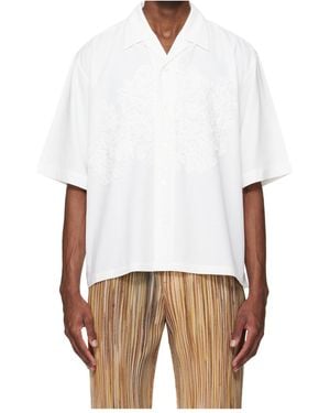 Homme Plissé Issey Miyake Embroidered Embossed Shirt - White