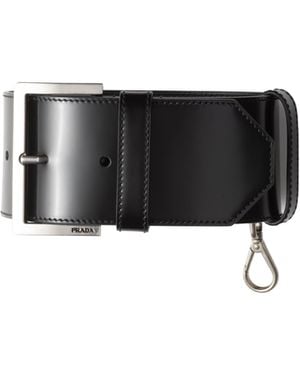 Prada Logo-Engraved Bag Strap - Black