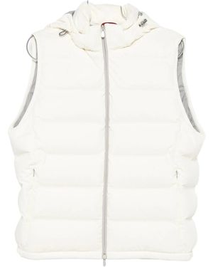 Brunello Cucinelli Quilted Hooded Gilet - White